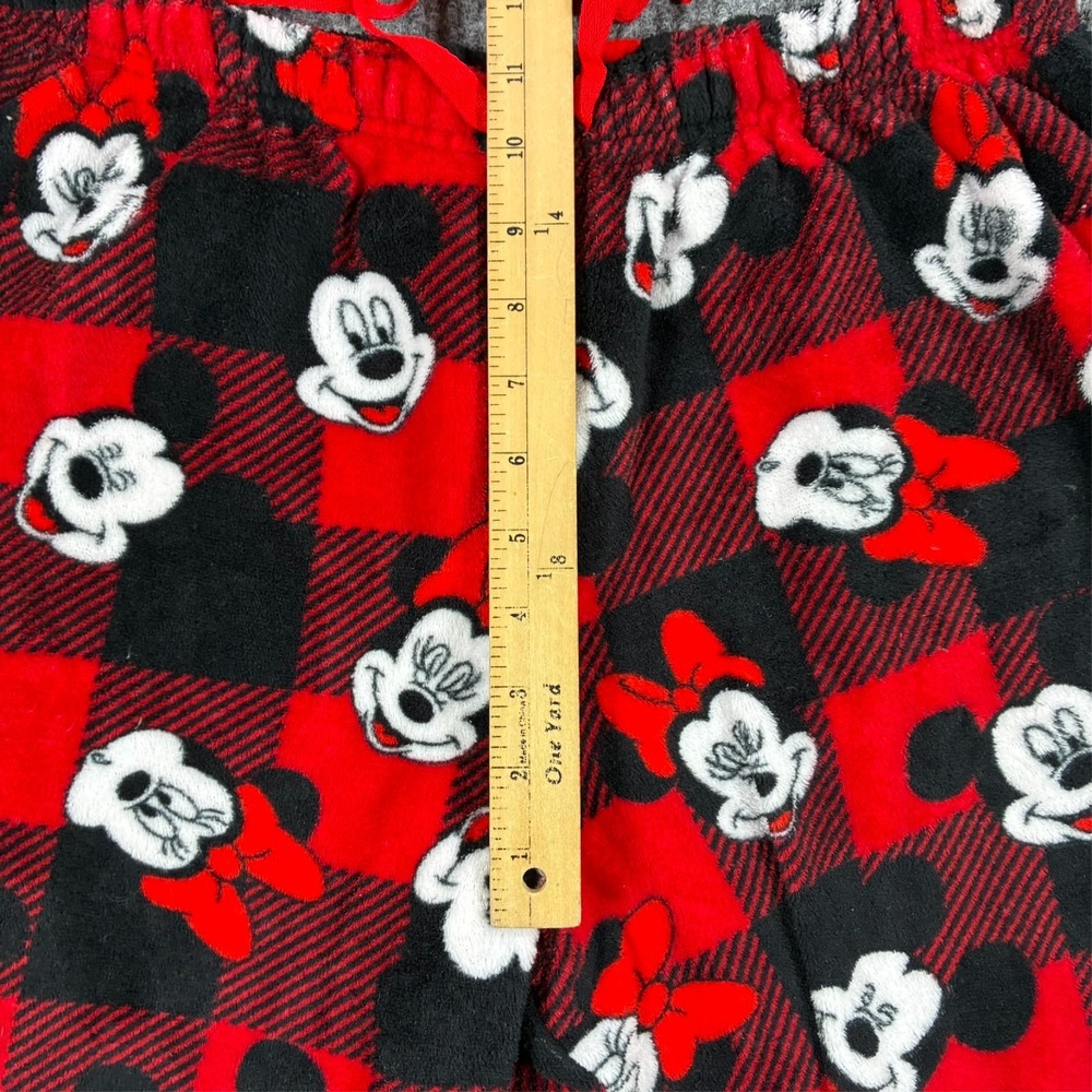 Disney Mickey Minnie Pajama Pants Womens Size 1X Red Black Plush Fleece Plaid - Picture 6 of 9